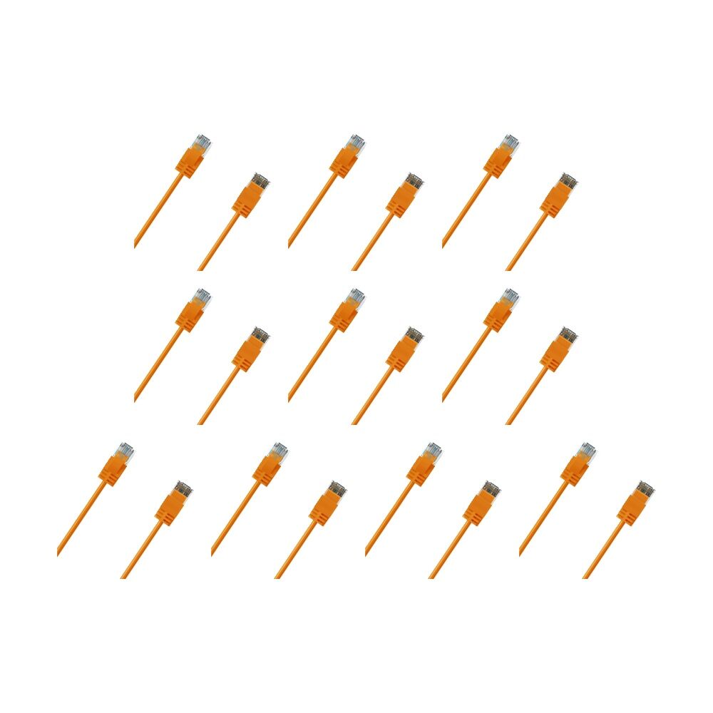 10PK Cruxtec Ultra-Thin CAT6A UTP Ethernet Cable Orange 1m Gold-Plated RJ45