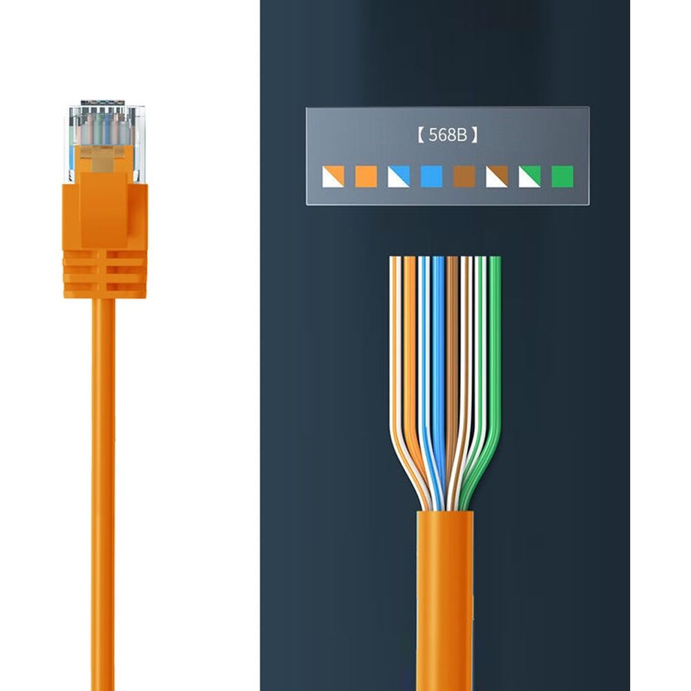 10PK Cruxtec Ultra-Thin CAT6A UTP Ethernet Cable Orange 1m Gold-Plated RJ45