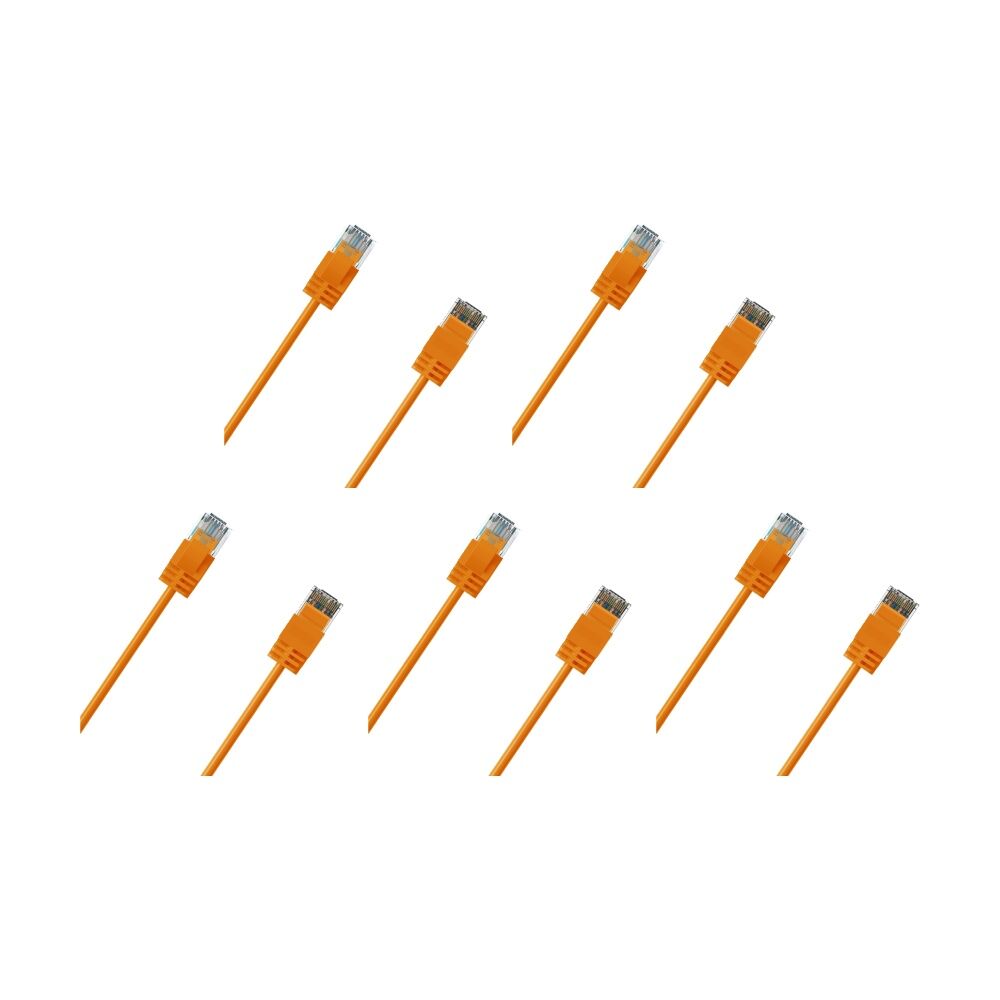 5PK Cruxtec Ultra-Thin CAT6A UTP Ethernet Cable Orange 1m Gold-Plated RJ45