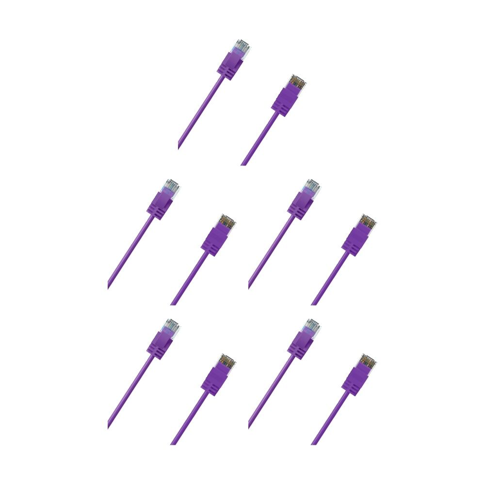 5PK Cruxtec Ultra-Thin CAT6A UTP Ethernet Cable Purple 1.5m Gold-Plated RJ45