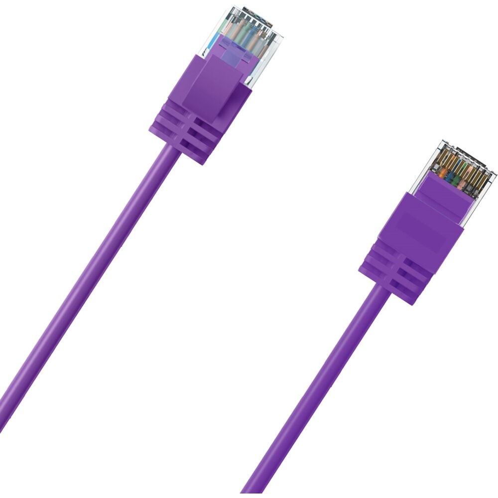 5PK Cruxtec Ultra-Thin CAT6A UTP Ethernet Cable Purple 1.5m Gold-Plated RJ45
