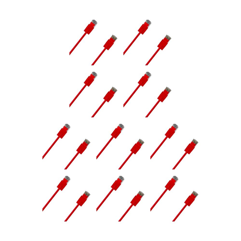 10PK Cruxtec Ultra-Thin CAT6A UTP Ethernet Cable Red 1.5m Gold-Plated RJ45
