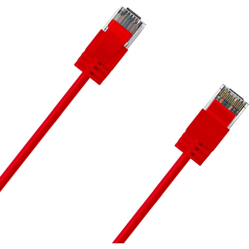 10PK Cruxtec Ultra-Thin CAT6A UTP Ethernet Cable Red 1.5m Gold-Plated RJ45