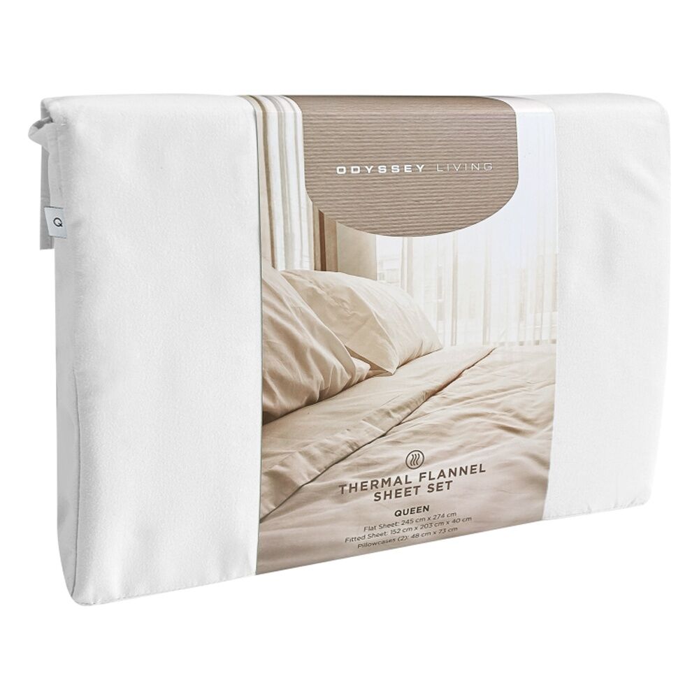 Odyssey Living Thermal Flannel Home Bedding Sheet Set w/Pillowcase White