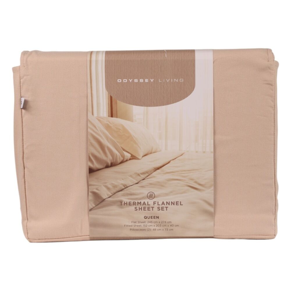 Odyssey Living Thermal Flannel Home Bedding Sheet Set w/Pillowcase Frappe