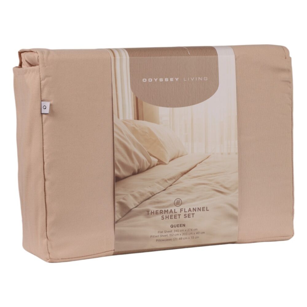 Odyssey Living Thermal Flannel Home Bedding Sheet Set w/Pillowcase Frappe