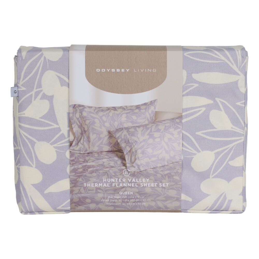Odyssey Living Hunter Valley Thermal Flannel Home Bedding Sheet Set Lavender