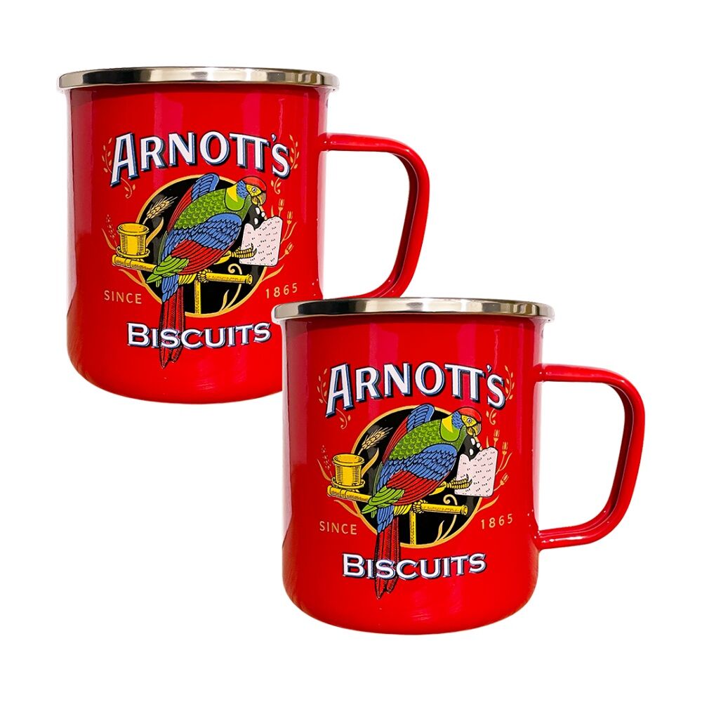 2pc Rojo Arnott's Durable Steel Enamel Coffee Mug Set Red 9cm