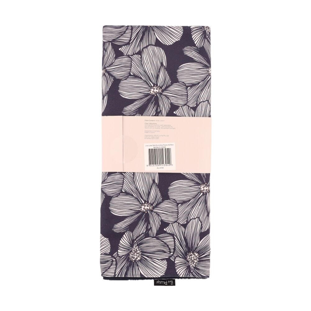 Bas Phillips Printed Linen Looks Table Runner Blue Flowers MED 35x180cm