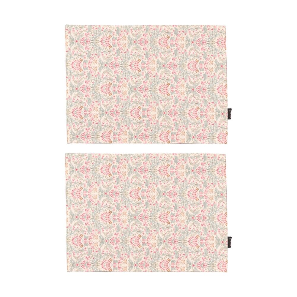 2x 4pc Bas Phillips Printed Linen Looks Placemat Set Winter Delicates 33x45cm