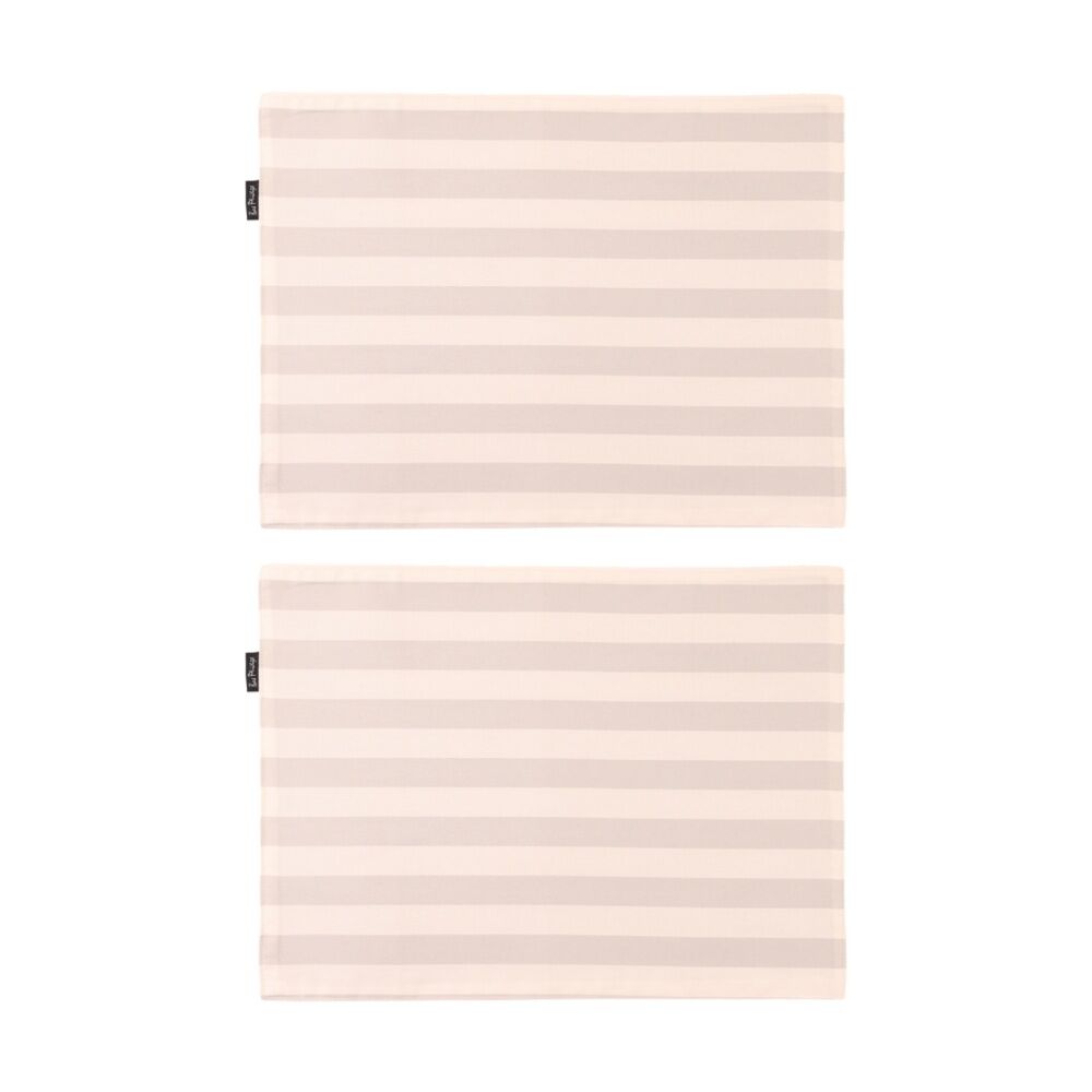 2x 4pc Bas Phillips Printed Linen Looks Placemat Set Natural Stripes 33x45cm