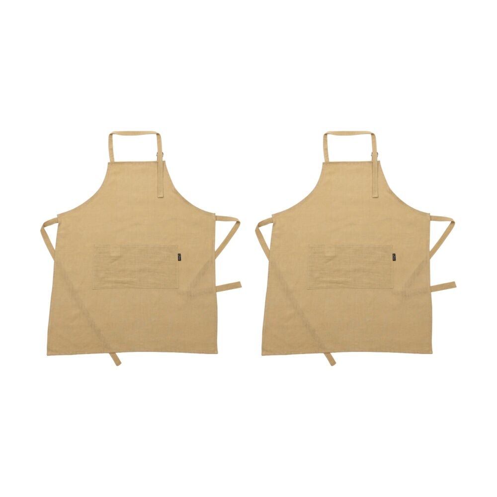 2PK Bas Phillips Kitchen Apron Linen Tencel Adjustable With Pocket Moss