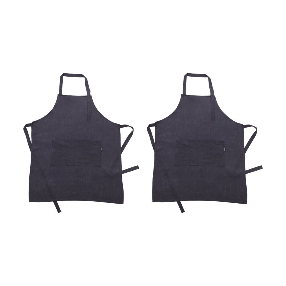 2PK Bas Phillips Kitchen Apron Linen Tencel Adjustable With Pocket Navy