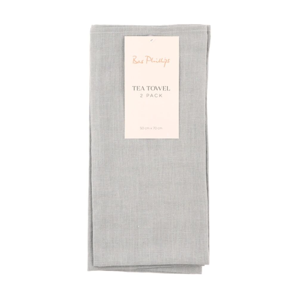 2pc Bas Phillips Linen Tencel Tea Towel Set Kitchenware Misty Blue 50x70cm