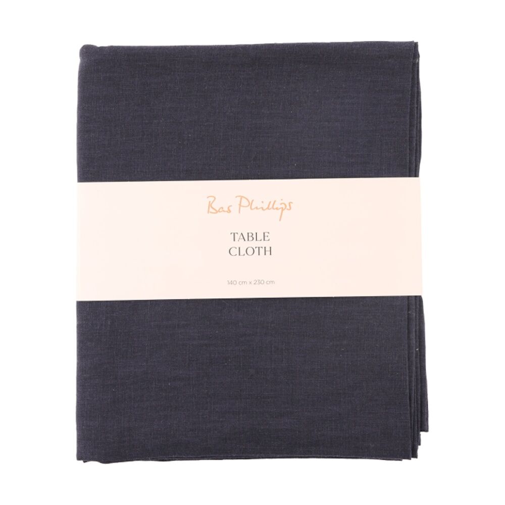 Bas Phillips Linen Tencel Table Cloth Kitchen Textile Navy Medium 140x230cm