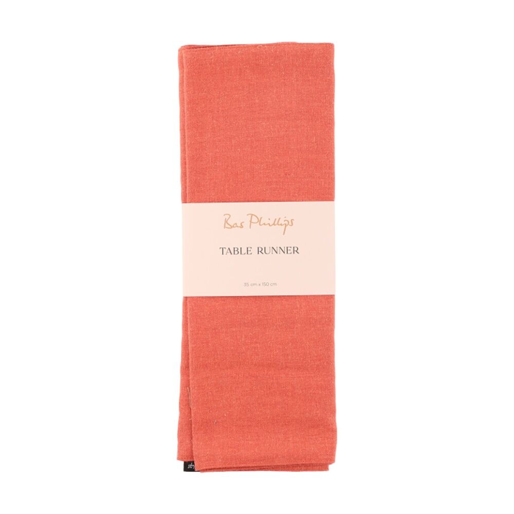 Bas Phillips Linen Tencel Table Runner Kitchen Textile Rust Small 35x150cm