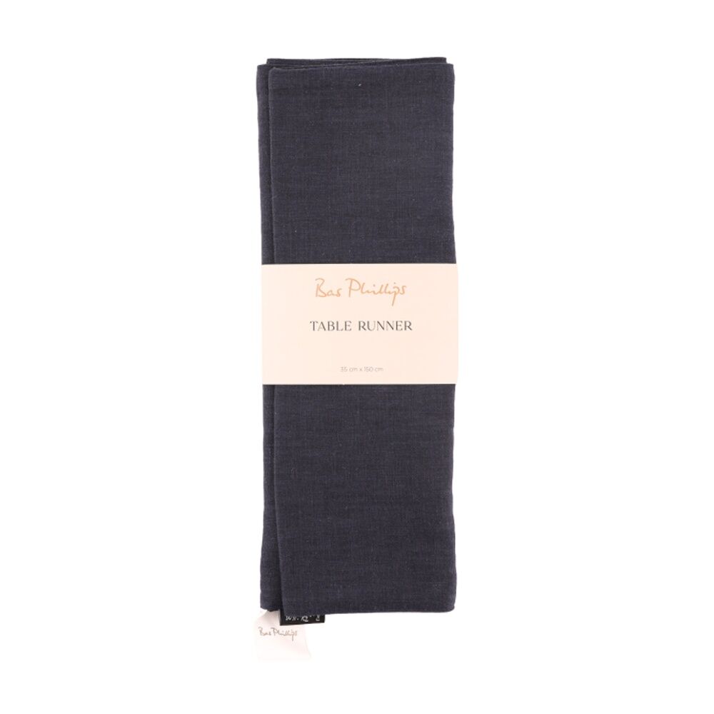 Bas Phillips Linen Tencel Table Runner Kitchen Textile Navy Small 35x150cm