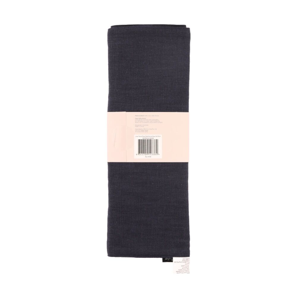 Bas Phillips Linen Tencel Table Runner Kitchen Textile Navy Small 35x150cm
