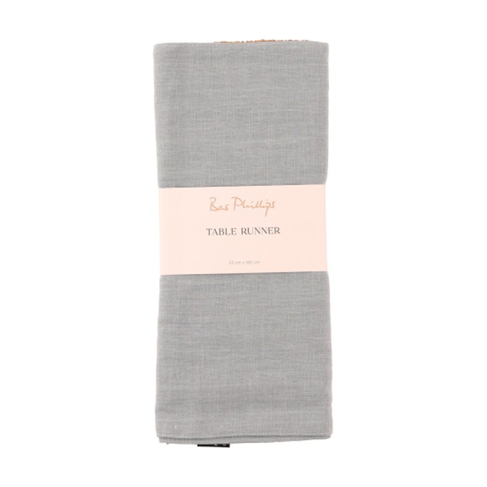Bas Phillips Linen Tencel Table Runner Kitchen Textile Misty Blue MED 35x180cm