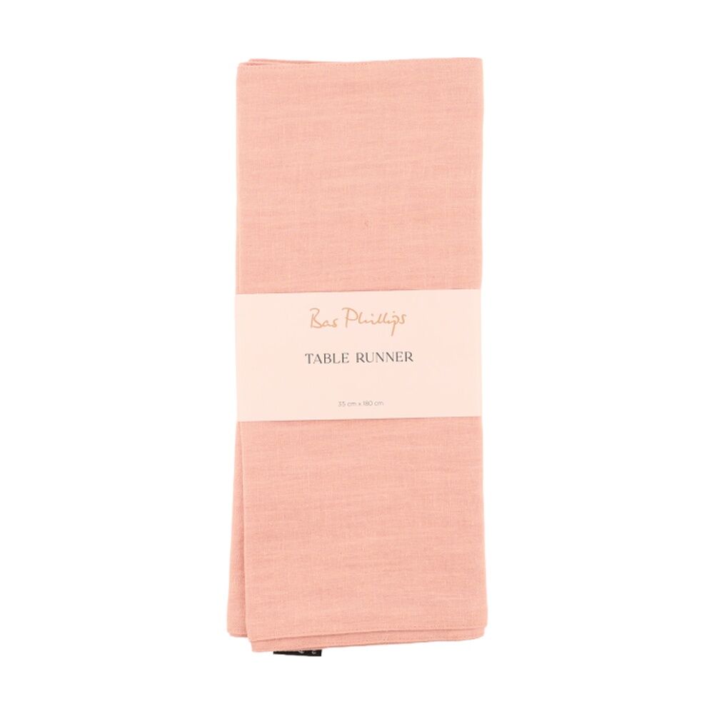 Bas Phillips Linen Tencel Table Runner Kitchen Textile Dust Pink MED 35x180cm