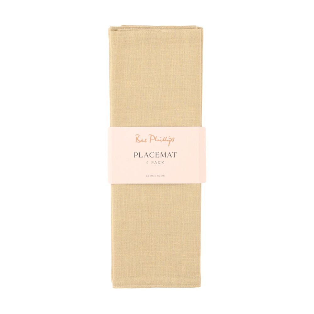 2x 4pc Bas Phillips Linen Tencel Placemat Set Tableware Moss 33x45cm