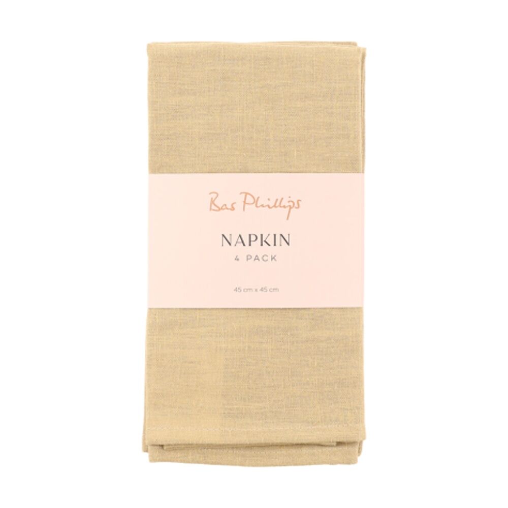 2x 4pc Bas Phillips Linen Tencel Napkins Set Kitchen Textile Moss 45cm