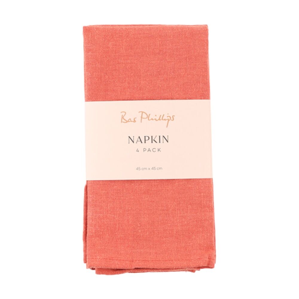 2x 4pc Bas Phillips Linen Tencel Napkins Set Kitchen Textile Rust 45cm
