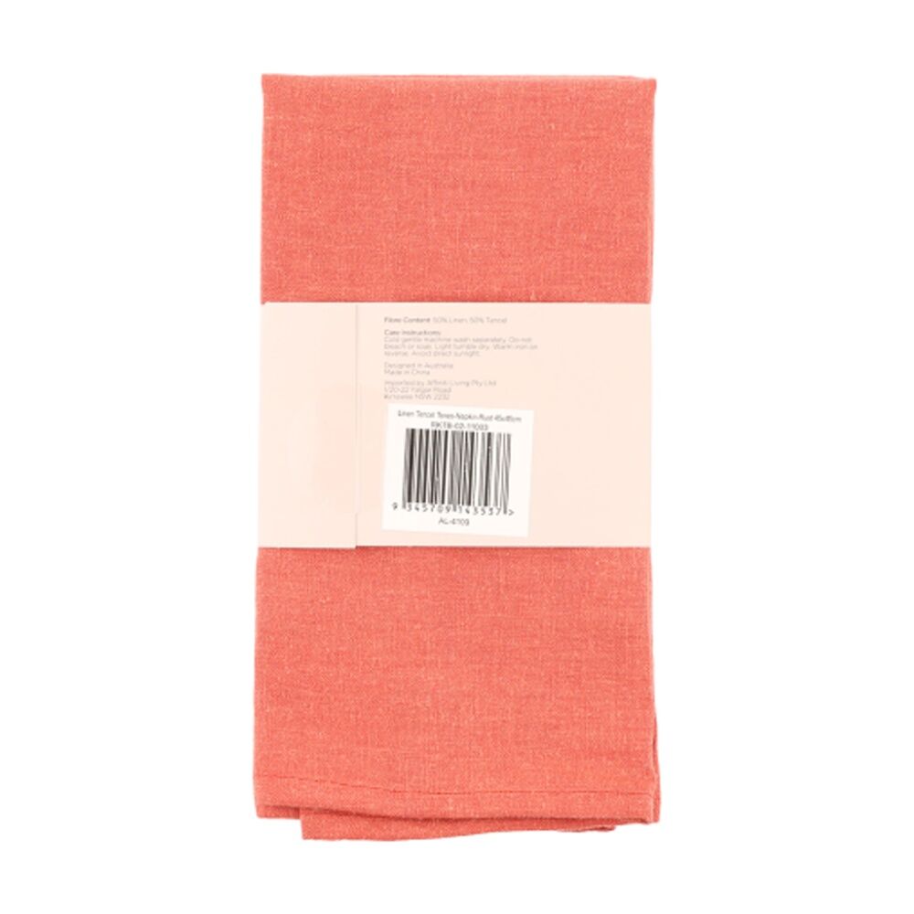 2x 4pc Bas Phillips Linen Tencel Napkins Set Kitchen Textile Rust 45cm
