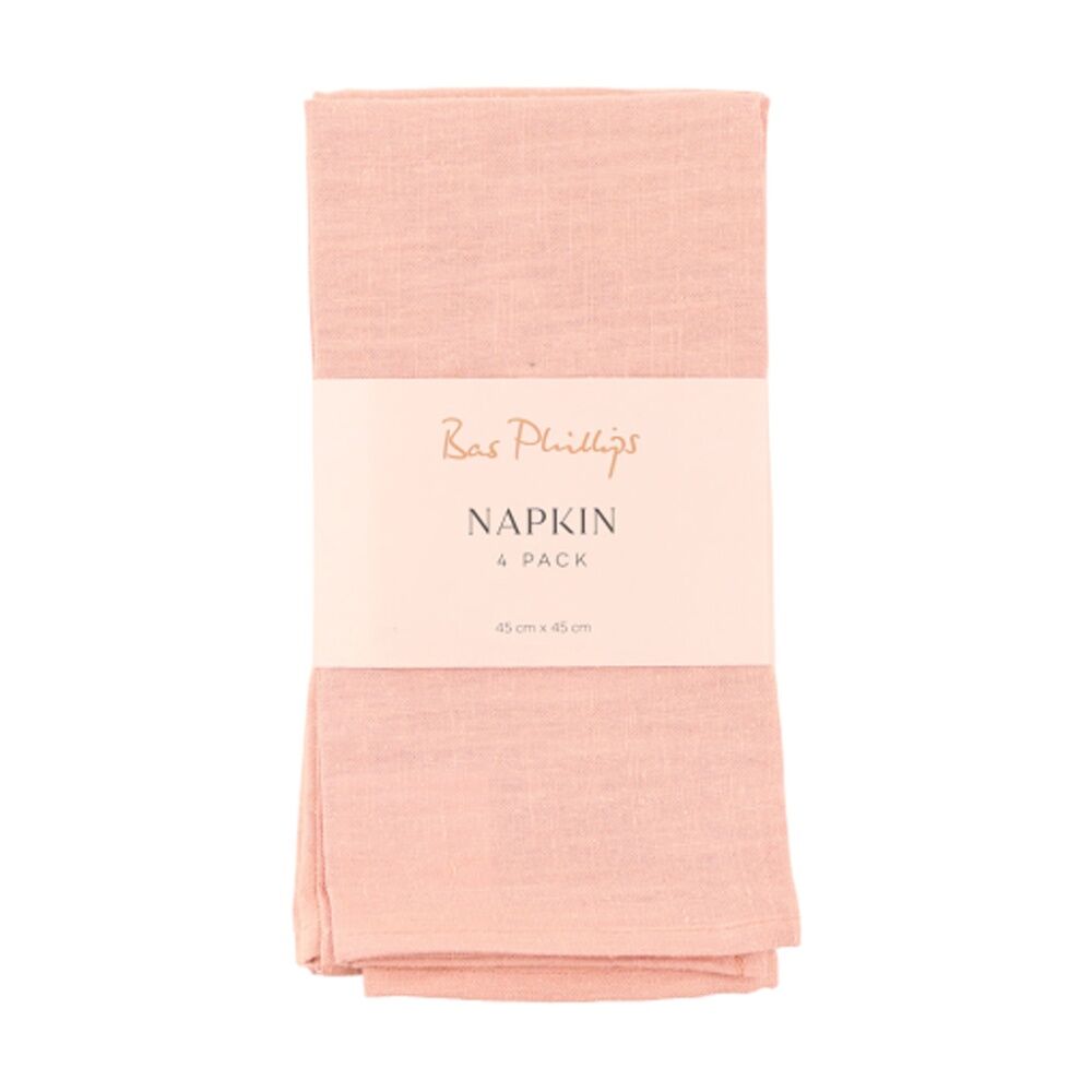 4pc Bas Phillips Linen Tencel Napkins Set Kitchen Textile Dusty Pink 45cm