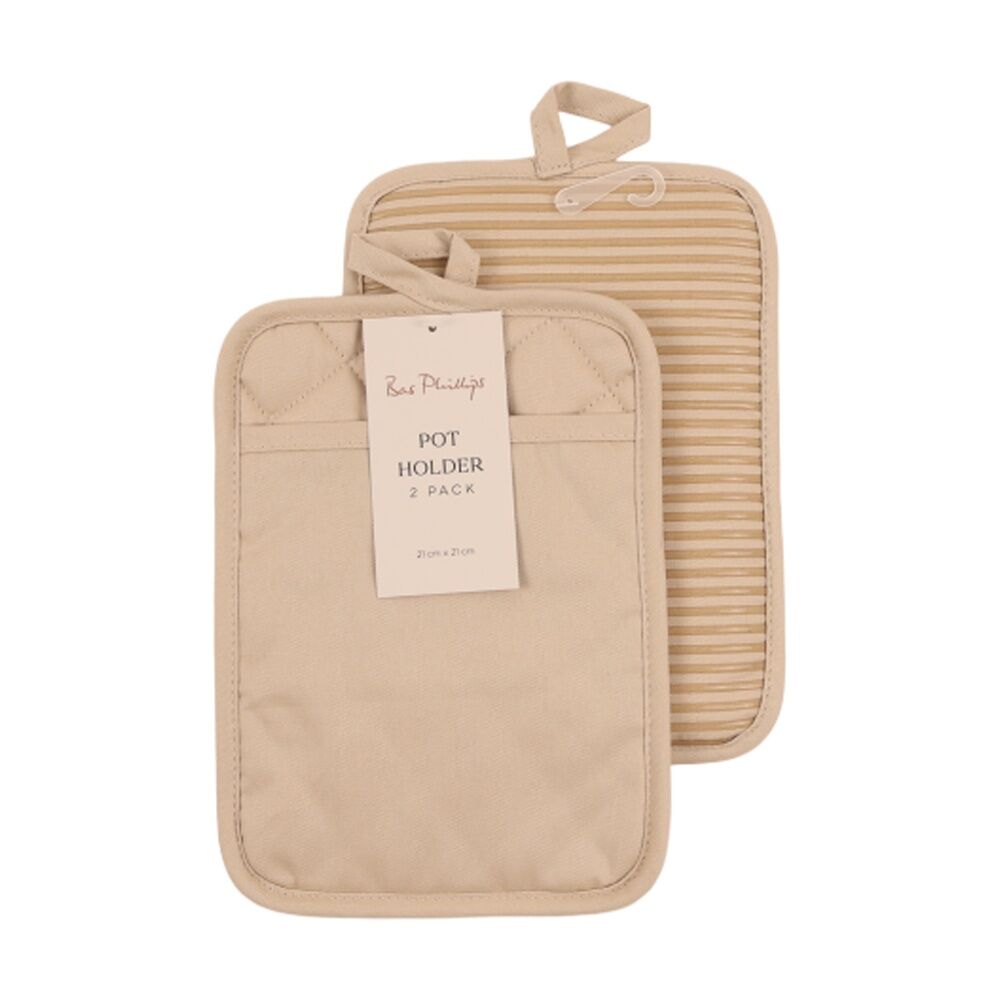 2x 2pc Bas Phillips Pot Holder Silicone Cotton Kitchen Linen Beach 18x24.5cm