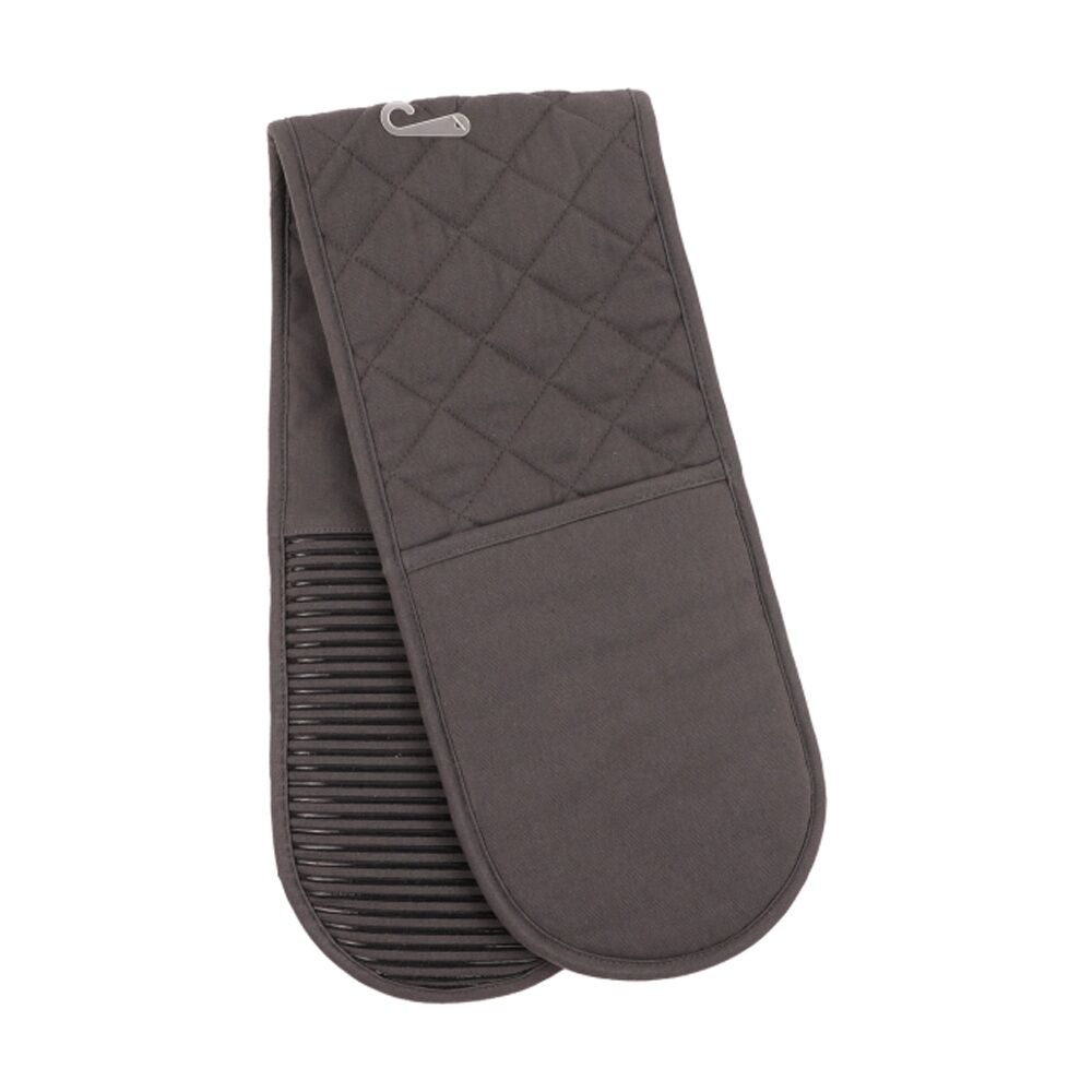 2PK Bas Phillips Essentials Cotton Double Oven Mitt Kitchen Charcoal 18x90cm