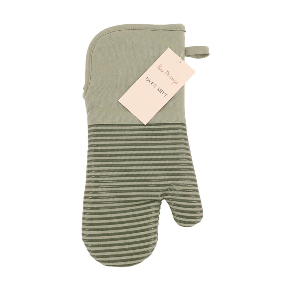 2PK Bas Phillips Essentials Cotton Oven Mitt Kitchen Linen Sage 18x36cm