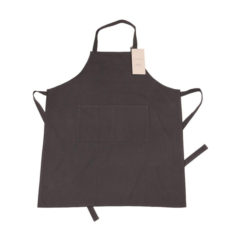2PK Bas Phillips Essentials Cotton Kitchen Apron Plain Adjustable Neck Charcoal