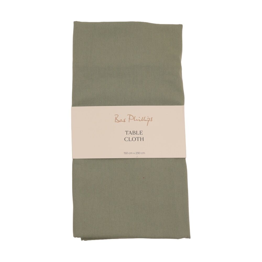 Bas Phillips Essentials Cotton Table Cloth W/ Piped Edge Sage MED 150x230cm