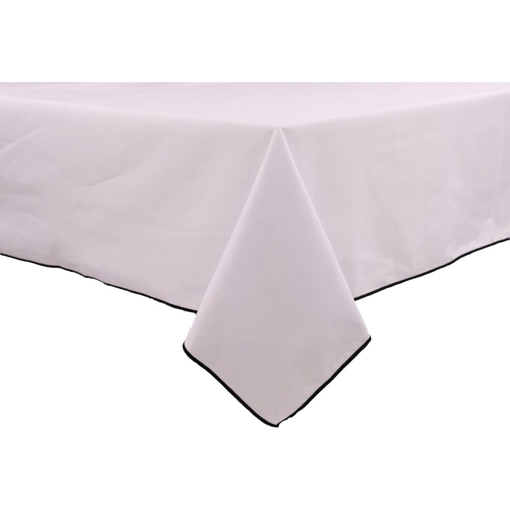 Bas Phillips Essentials Cotton Table Cloth W/ Piped Edge White MED 150x230cm