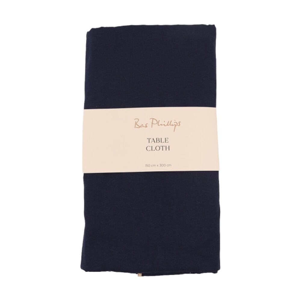 Bas Phillips Essentials Cotton Table Cloth W/ Piped Edge Blue Large 150x300cm