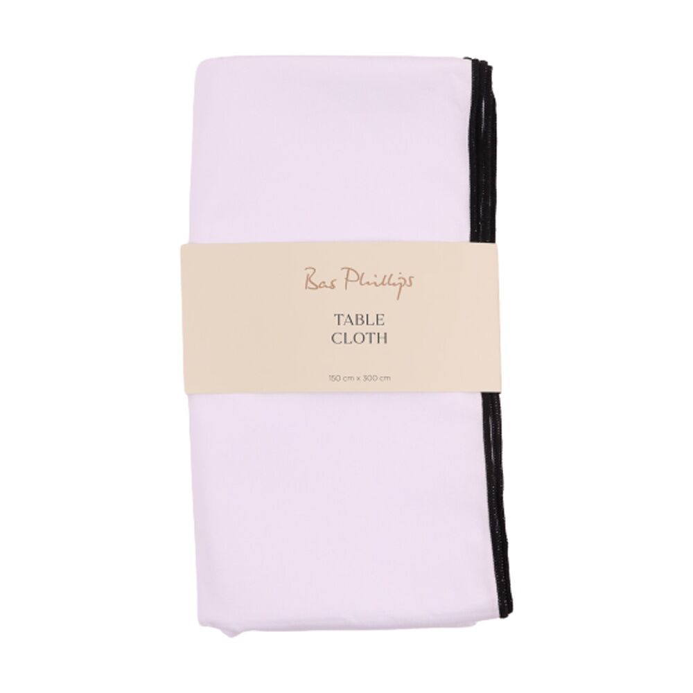 Bas Phillips Essentials Cotton Table Cloth W/ Piped Edge White Large 150x300cm