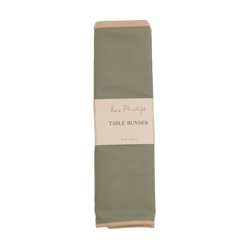 Bas Phillips Essentials Cotton Table Runner W/ Piped Edge Sage Small 35x150cm
