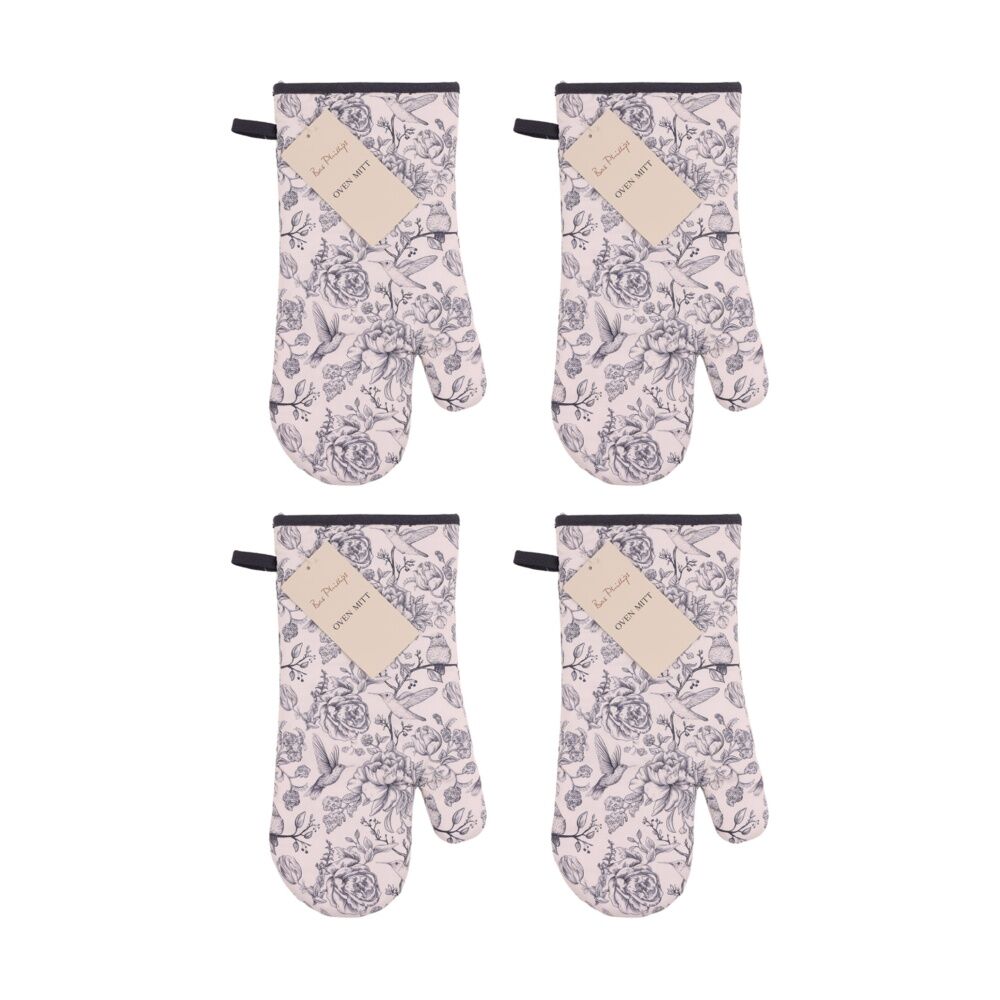 4PK Bas Phillips Printed Linen Looks Oven Mitt Kitchen Accessory Blue Birds
