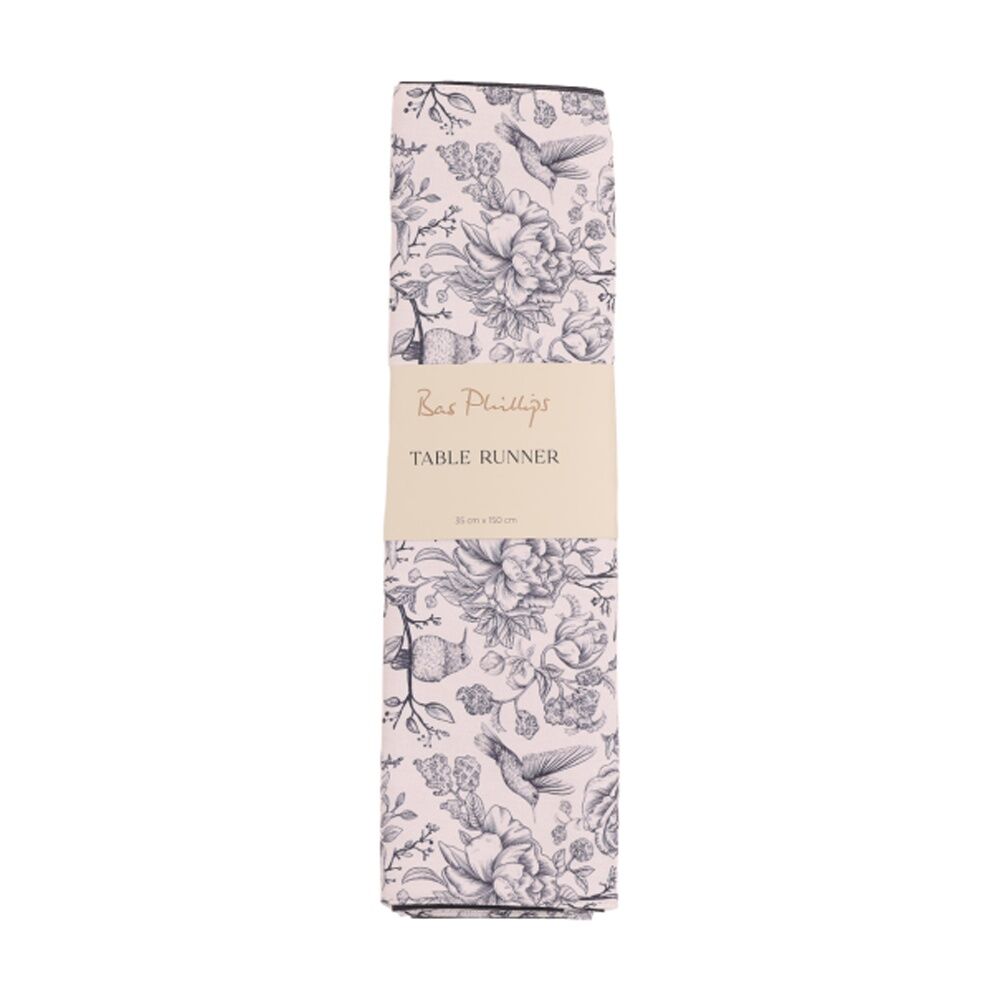 Bas Phillips Printed Linen Looks Table Runner Blue Birds Small 35x150cm