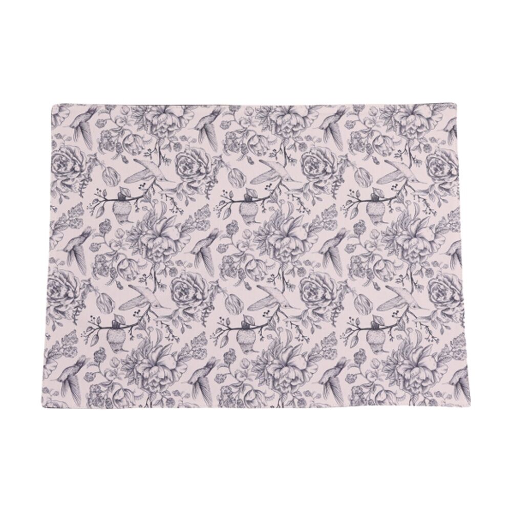 2x 4pc Bas Phillips Printed Linen Looks Placemat Set Blue Birds 33x45cm