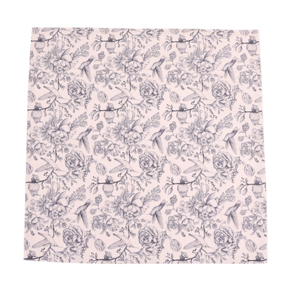 2x 4pc Bas Phillips Printed Linen Looks Napkin Set Cotton Blue Birds 45cm