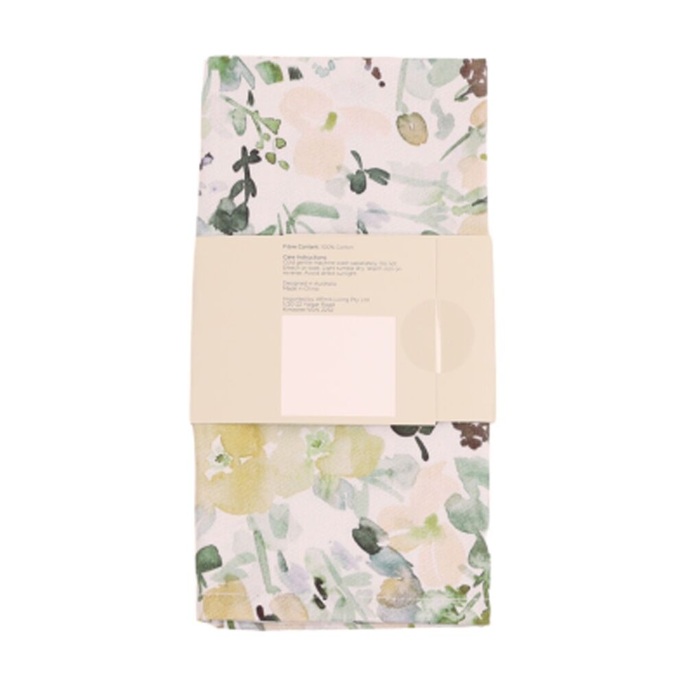 2x 4pc Bas Phillips Printed Linen Looks Napkin Set Green Wonderland 45cm