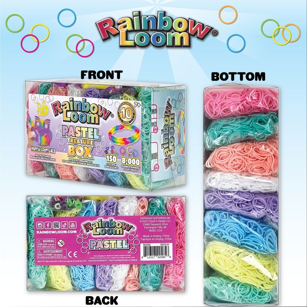 Rainbow Loom Treasure Box Pastel Bracelet Bands Kit Craft Set 8152pc