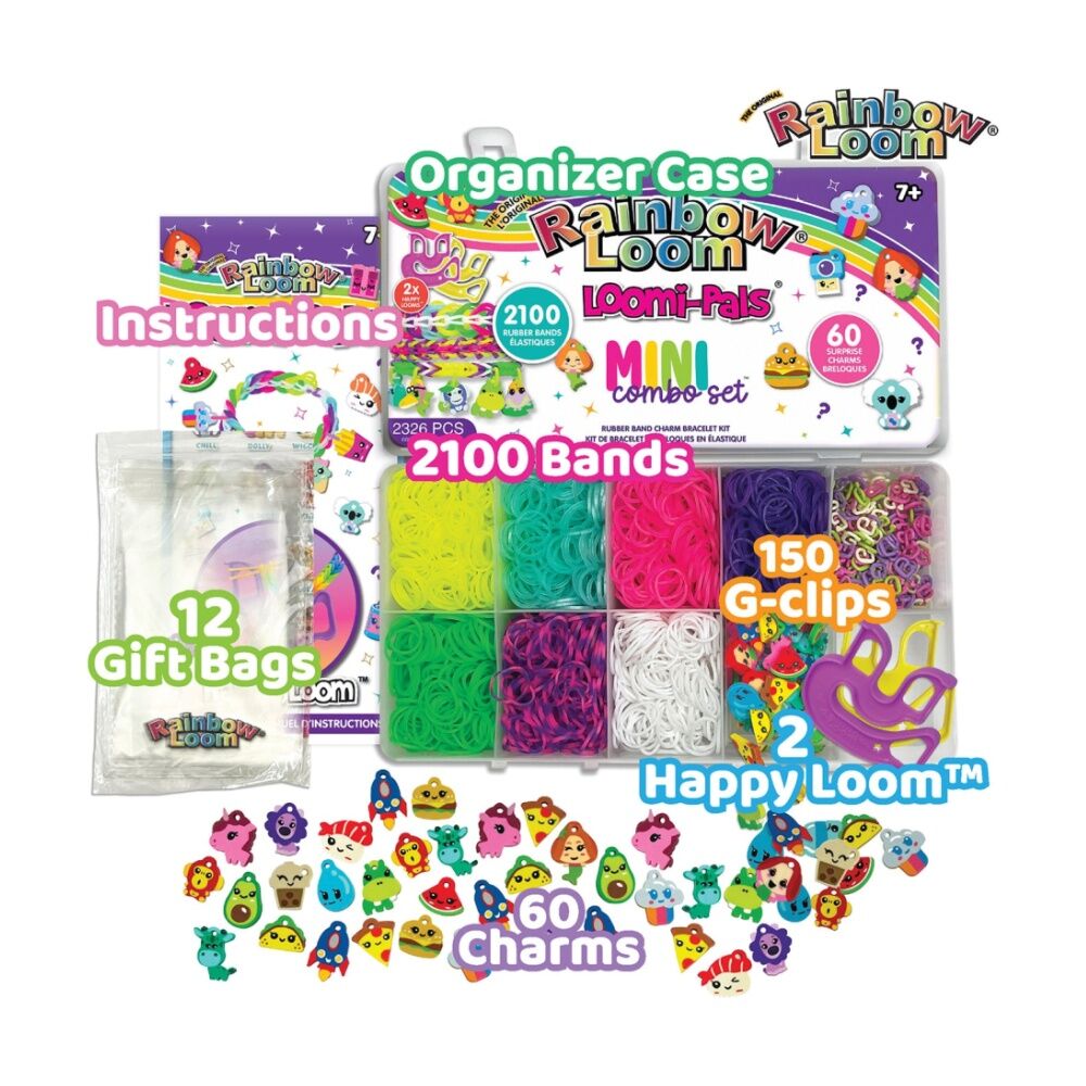 2x Rainbow Loom Loomi-Pals Mini Combo Case Bracelet Kit Craft Set Kids 2326pc