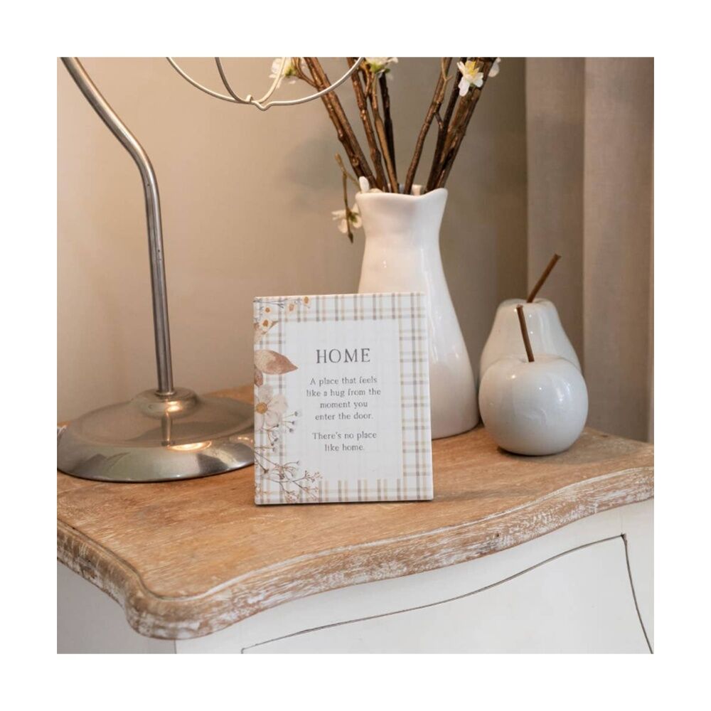 2PK Splosh Rustic Meadow Home Verse Plaque White Beige 12x14 W/ Stand/Hook