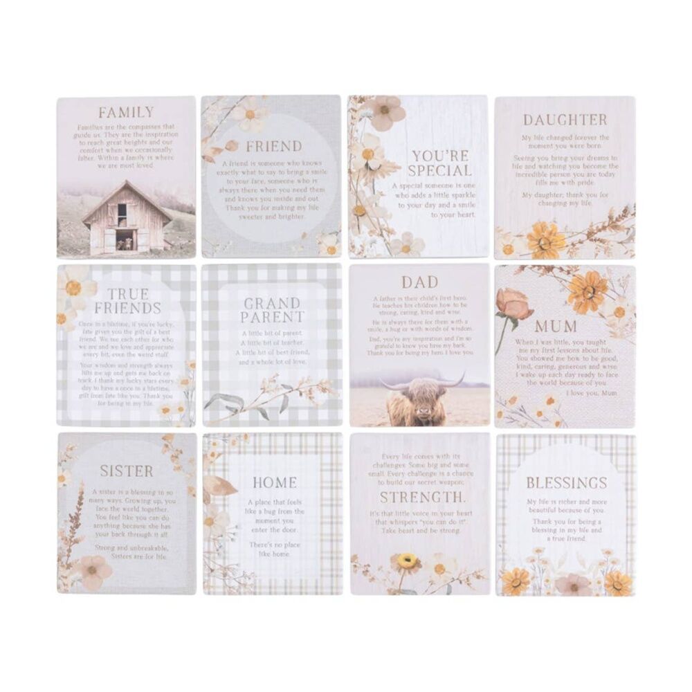 Splosh Rustic Meadow Blessings Verse Ceramic Plaque Beige 12x14 W/ Stand & Hook