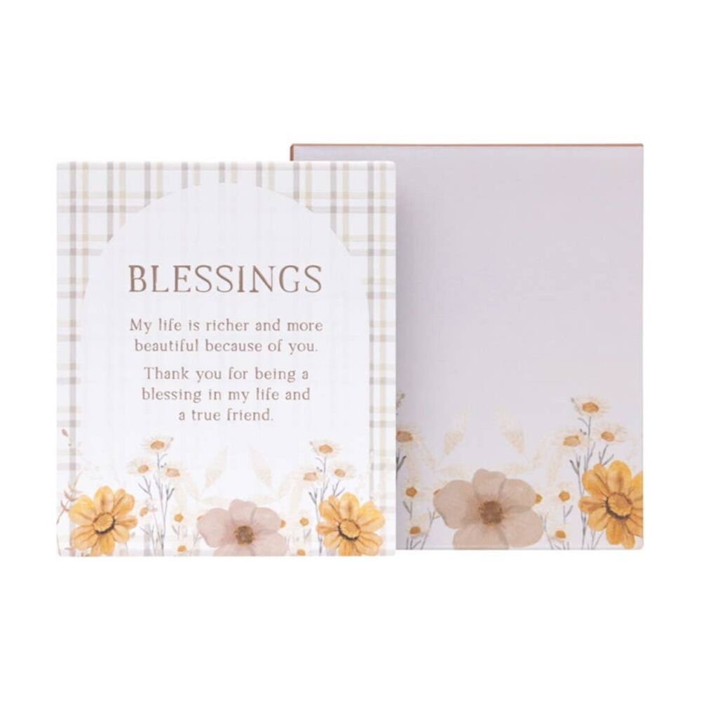 Splosh Rustic Meadow Blessings Verse Ceramic Plaque Beige 12x14 W/ Stand & Hook