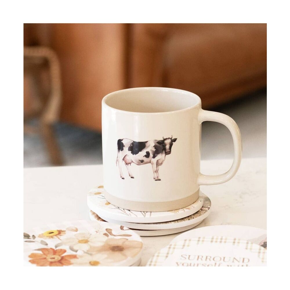 Splosh Rustic Meadow Animal Ceramic Mug Dairy Cow Beige/Black/White 395ml