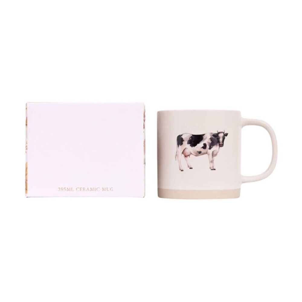 Splosh Rustic Meadow Animal Ceramic Mug Dairy Cow Beige/Black/White 395ml